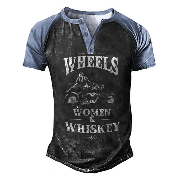 Wheels Woman & Whiskey Men's Henley Shirt Raglan Sleeve 3D Print T-shirt