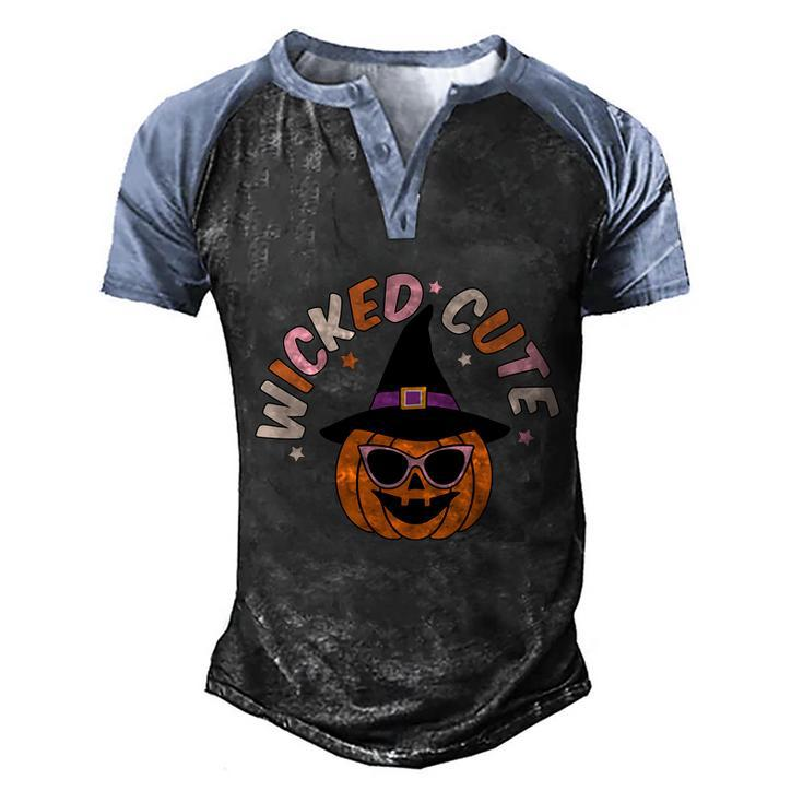 Wicked Cute Pumpkin Halloween Quote Graphic Design Printed Casual Daily Basic Men's Henley Shirt Raglan Sleeve 3D Print T-shirt