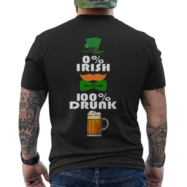 0 Percent Irish 100 Percent Drunk Irish Hipster Men's T-shirt Back Print