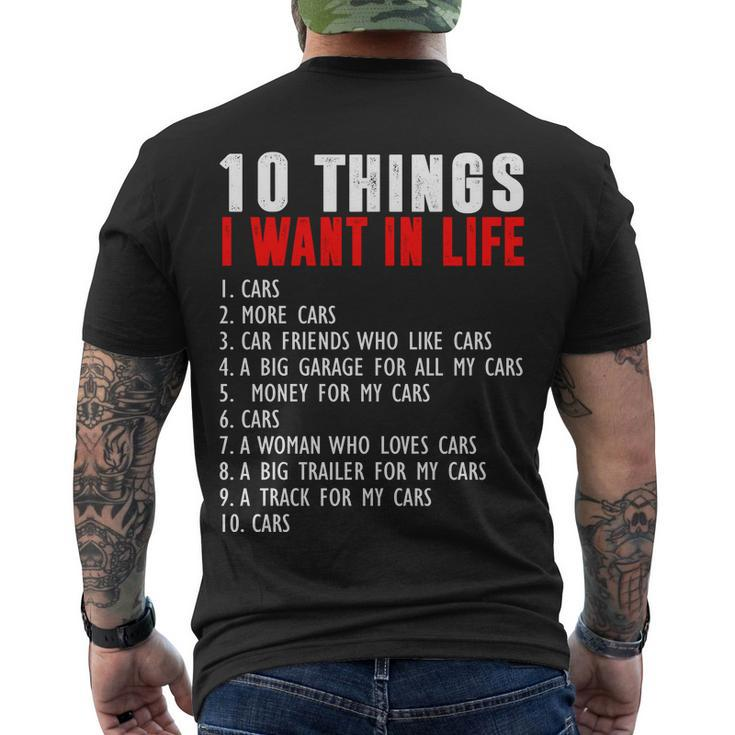 10 Things I Want In My Life Car Lovers Men's T-shirt Back Print