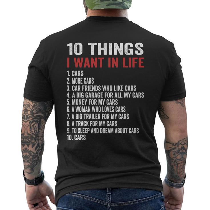 10 Things I Want In My Life Cars More Cars Car Men's Back Print T-shirt