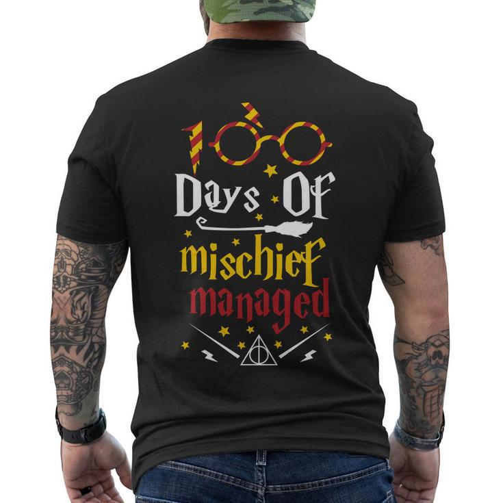 100 Days Of Mischief Managed 100Th Day Of School Men's Crewneck Short Sleeve Back Print T-shirt