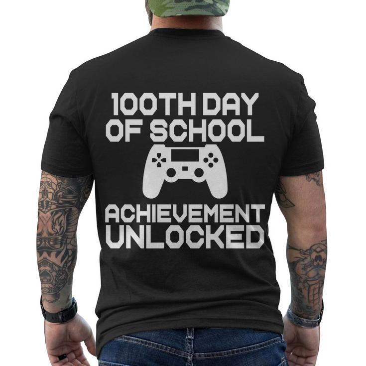 100Th Day Of School Achievement Unlocked Men's Crewneck Short Sleeve Back Print T-shirt