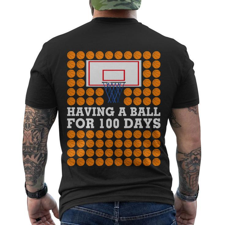 100Th Day Of School Basketball Balls 100 Basket Balls Basketball Hoop Men's Crewneck Short Sleeve Back Print T-shirt