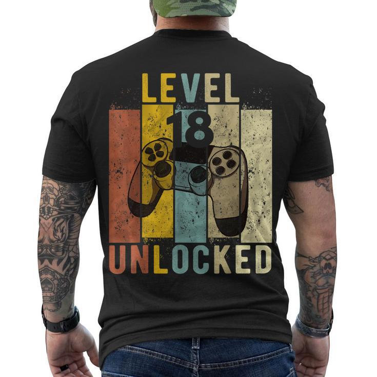 18Th Birthday Level 18 Unlocked Video Gamer Men's T-shirt Back Print