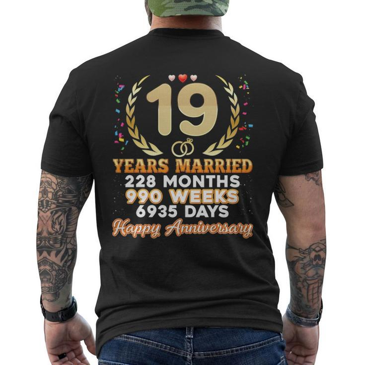 19 Years Married Happy 19Th Wedding Anniversary Couple Ring Men's Back Print T-shirt