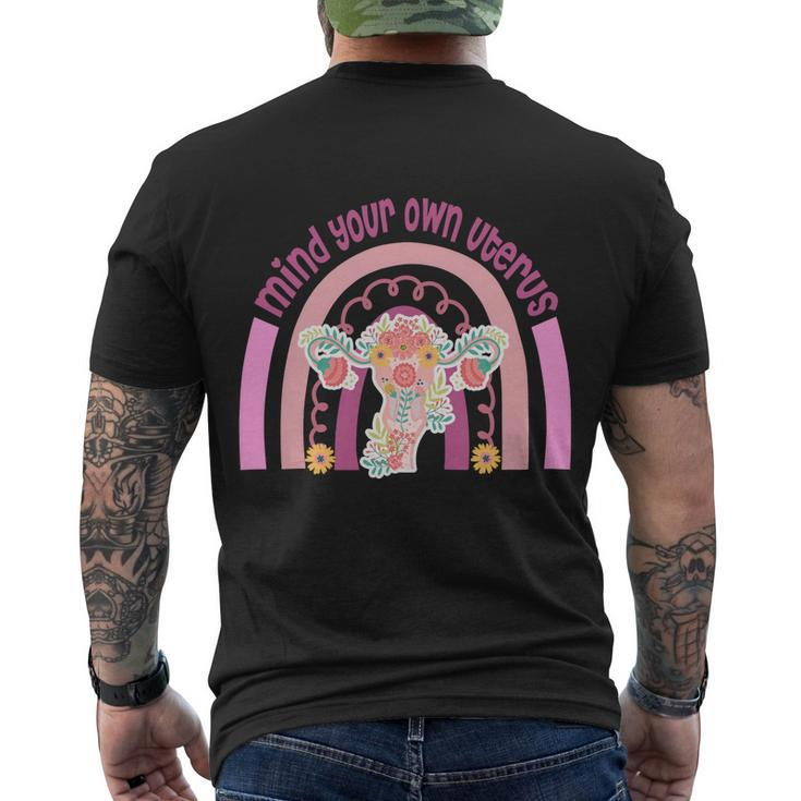1973 Pro Roe Rainbow Mind You Own Uterus Womens Rights Men's Crewneck Short Sleeve Back Print T-shirt