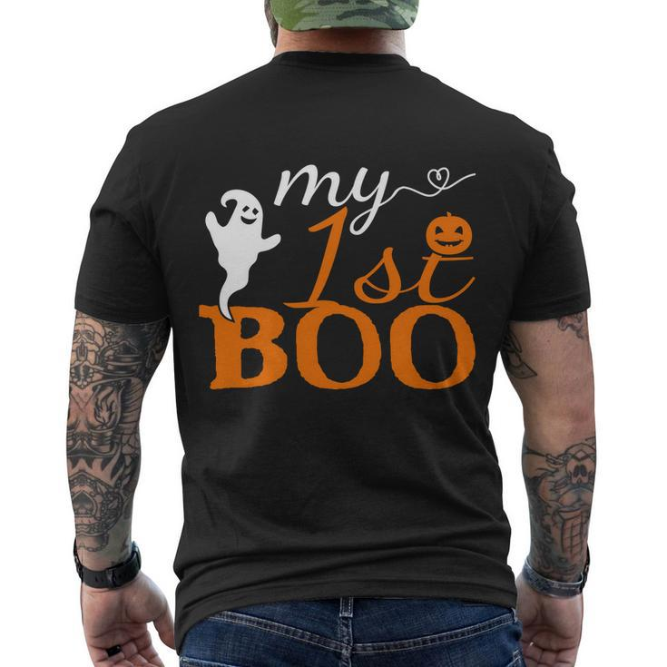 1St Boo Pumpkin Halloween Quote Men's Crewneck Short Sleeve Back Print T-shirt