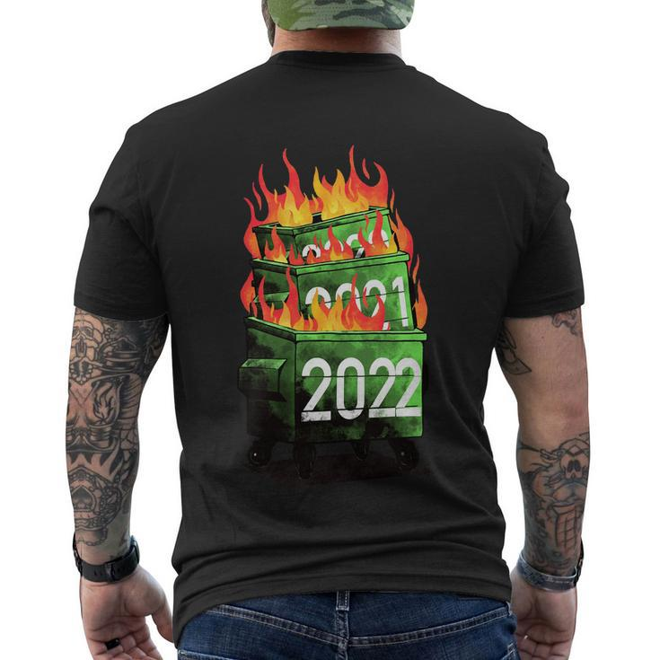 2022 Double Dumpster Fire 2022 Big Trash Can Burned Meme Men's Crewneck Short Sleeve Back Print T-shirt
