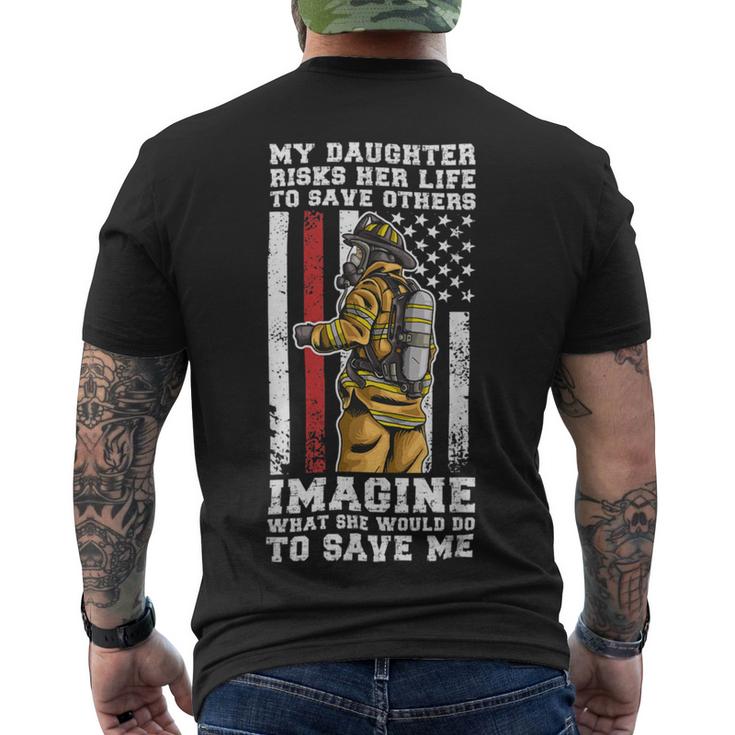 Firefighter Proud Dad Of A Firewoman Father Firefighter Dad V2 Men's Crewneck Short Sleeve Back Print T-shirt