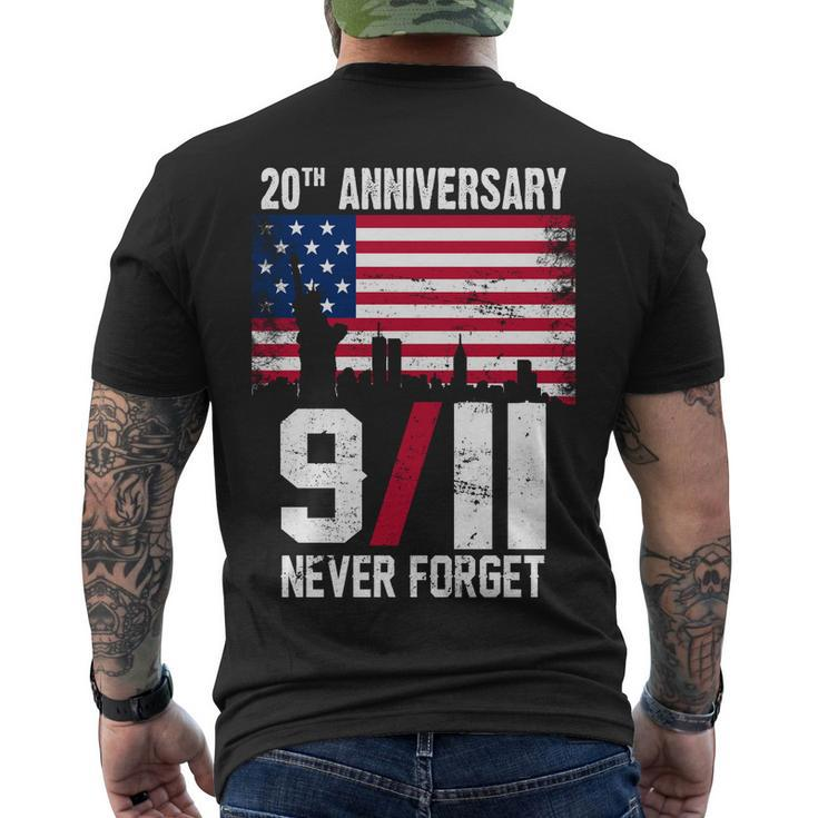 20Th Anniversary Never Forget 911 September 11Th Tshirt Men's Crewneck Short Sleeve Back Print T-shirt