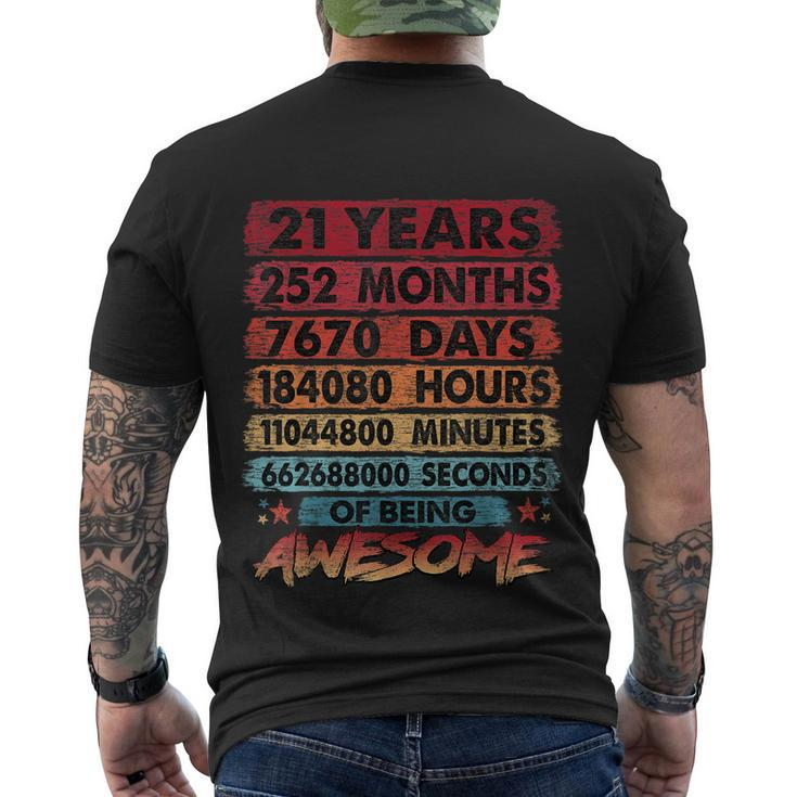21St Birthday 21 Years Old Vintage Retro 252 Months Birthday Tshirt Men's Crewneck Short Sleeve Back Print T-shirt