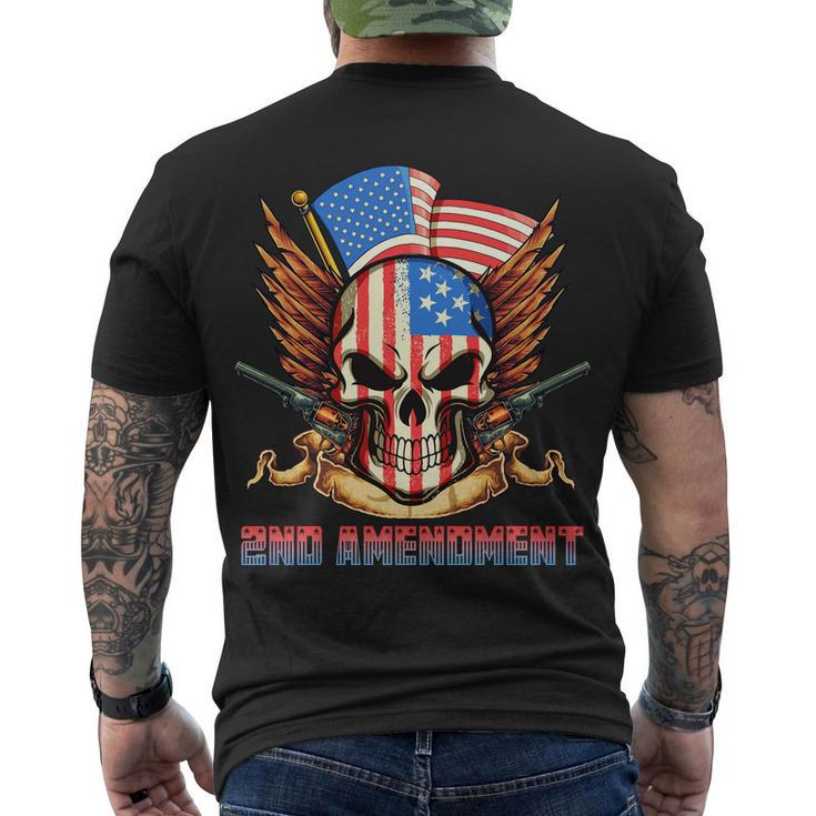2Nd Amendment Usa Patriotic Skull Men's Crewneck Short Sleeve Back Print T-shirt