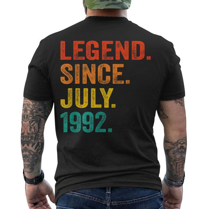 30Th Birthday Legend Since July 1992 30 Years Old Vintage Men's T-shirt Back Print