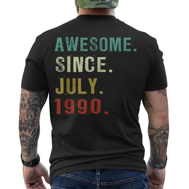 32 Years Old Awesome Since July 1990 32Nd Birthday Men's T-shirt Back Print