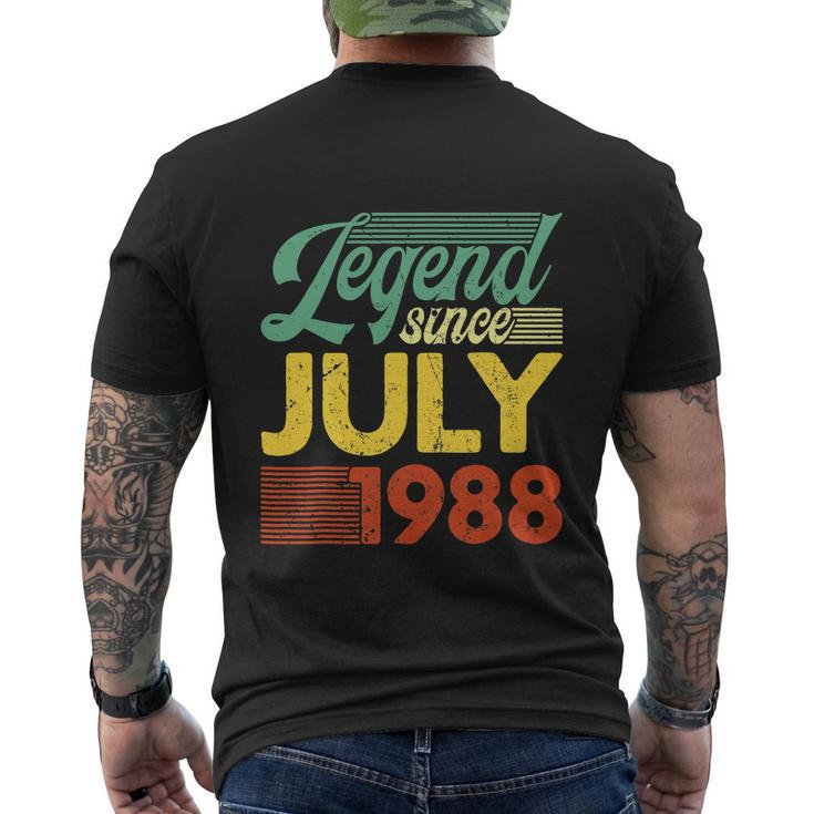 34 Years Old Legend Since July 1988 34Th Birthday Men's Crewneck Short Sleeve Back Print T-shirt