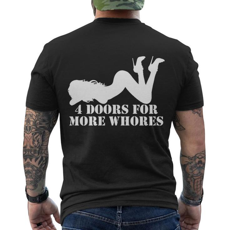 4 Doors For More Whores Funny Stripper Tshirt Men's Crewneck Short Sleeve Back Print T-shirt