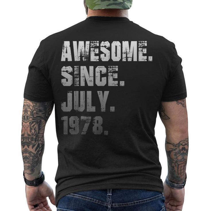 44 Year Old Awesome Since July 1978 44Th Birthday Men's T-shirt Back Print