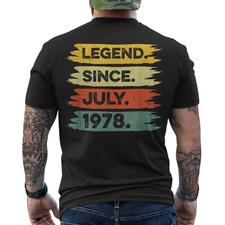 44Th Birthday Retro Vintage Legend Since July 1978 Men's T-shirt Back Print