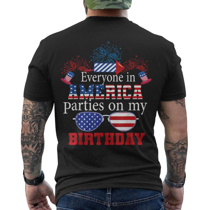 4Th Of July Birthday Bday Born On 4Th Of July Men's T-shirt Back Print