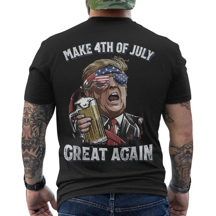 Make 4Th Of July Great Again Patriot Trump Men Drinking Beer Men's T-shirt Back Print