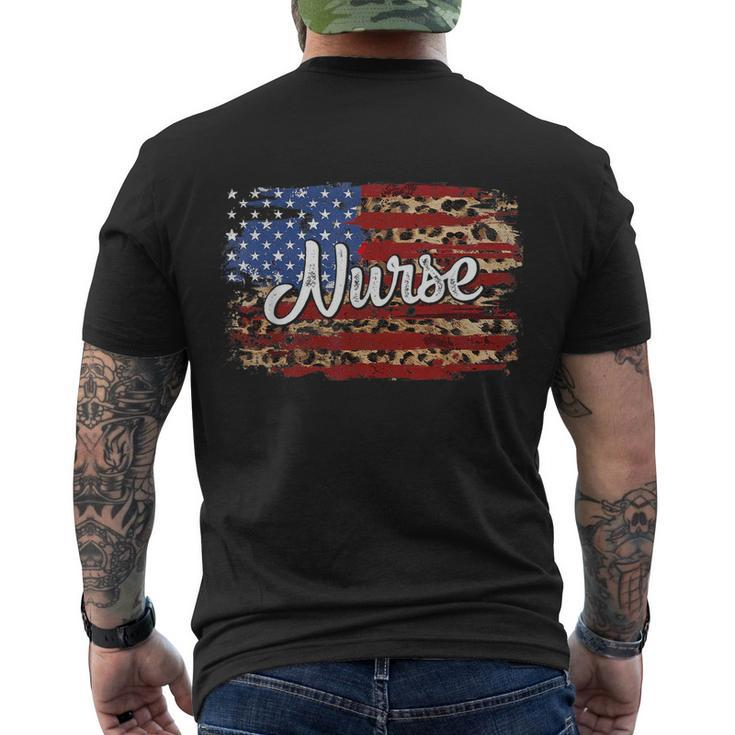 4Th July Independence Day American Flag Cute Graphic Nurse Gift Men's Crewneck Short Sleeve Back Print T-shirt