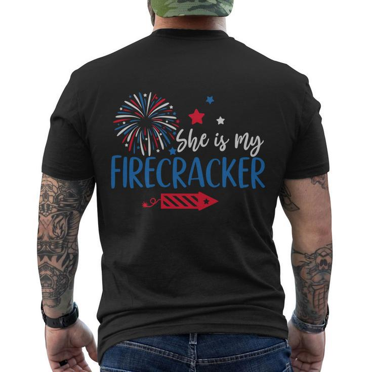4Th July Shes My Firecrac Men's Crewneck Short Sleeve Back Print T-shirt