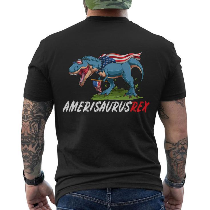 4Th July T Rex America Dinosaur Independence Day Patriot Usa Gift Men's Crewneck Short Sleeve Back Print T-shirt