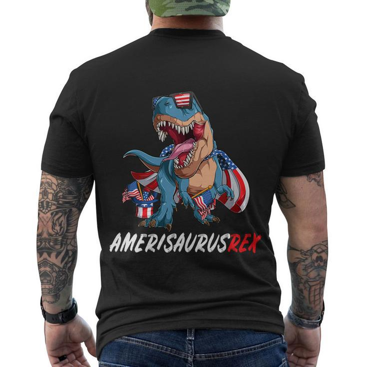 4Th July Tfunny Giftrex America Dinosaur Independence Day Patriot Usa Gift Men's Crewneck Short Sleeve Back Print T-shirt