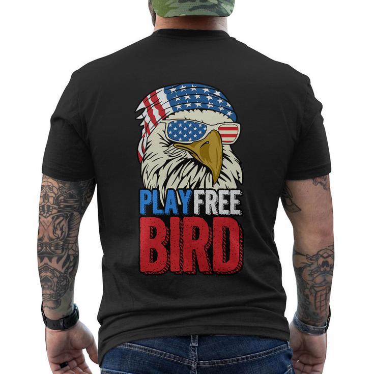 4Th Of July American Flag Bald Eagle Mullet Play Free Bird Gift Men's Crewneck Short Sleeve Back Print T-shirt