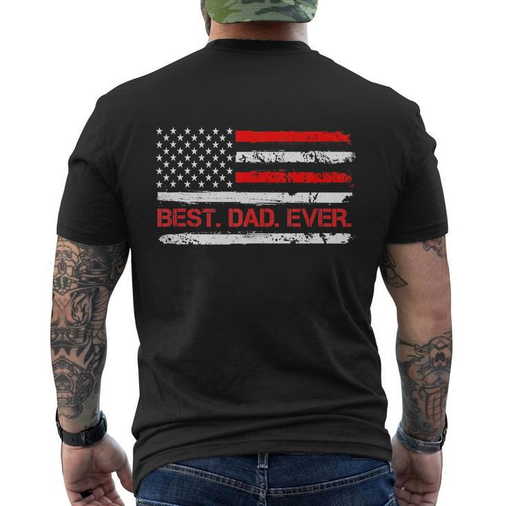 4Th Of July Best Dad Ever American Flag Men's Crewneck Short Sleeve Back Print T-shirt