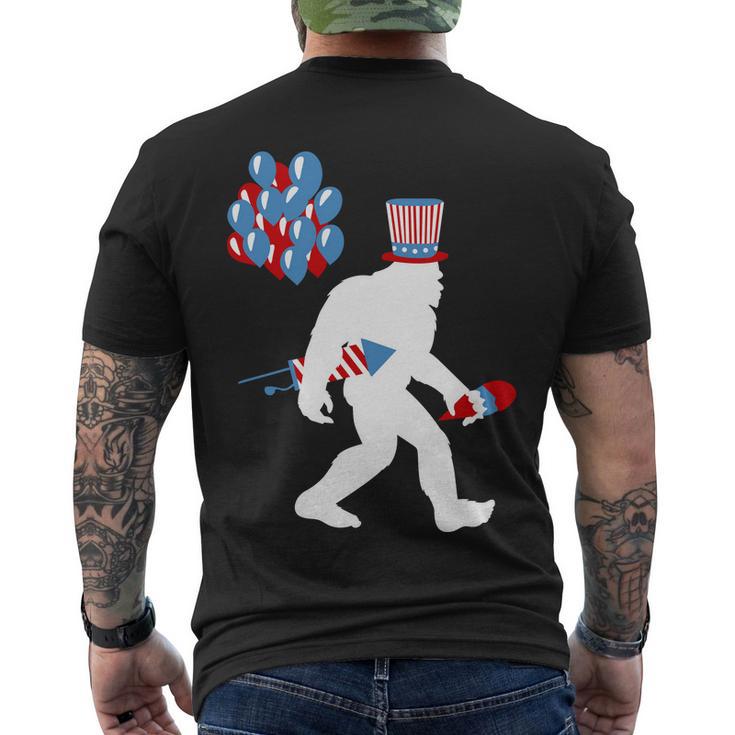 4Th Of July Bigfoot Baloons Firecracker Men's Crewneck Short Sleeve Back Print T-shirt