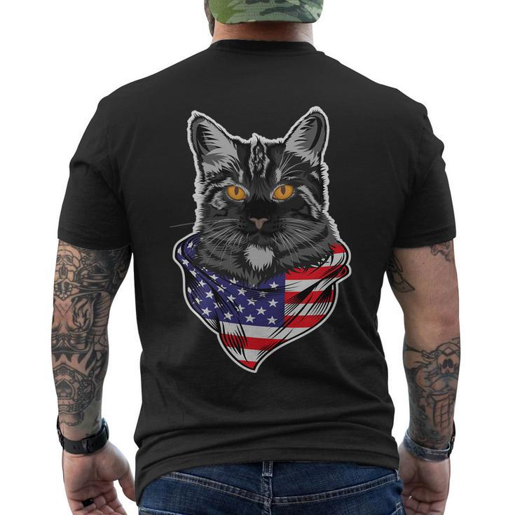 4Th Of July Cat American Patriotic Men's Crewneck Short Sleeve Back Print T-shirt
