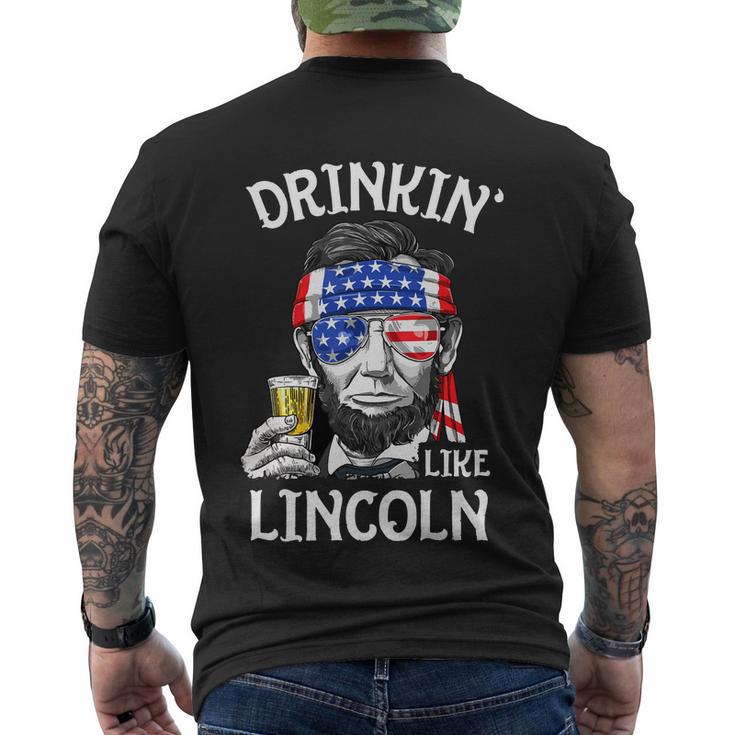 4Th Of July Drinking Like Lincoln Abraham Men's Crewneck Short Sleeve Back Print T-shirt