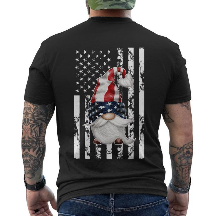 4Th Of July Funny Patriotic Gnome Vintage American Flag Gift Men's Crewneck Short Sleeve Back Print T-shirt