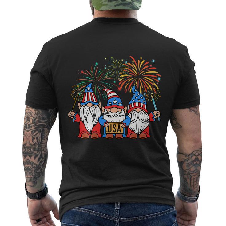 4Th Of July Funny Patriotic Gnomes Usa Pride American Flag Men's Crewneck Short Sleeve Back Print T-shirt