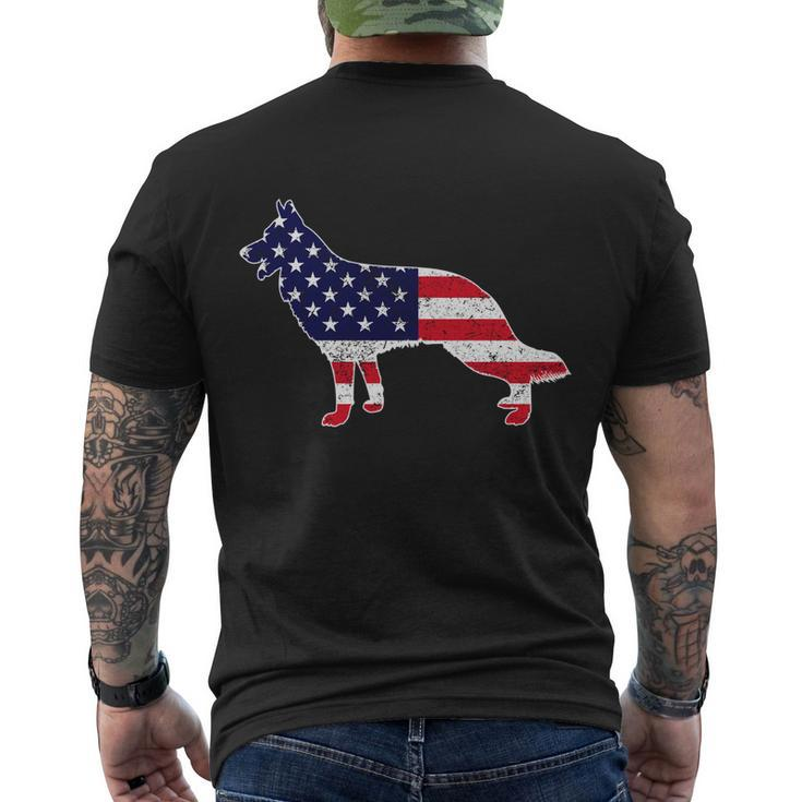 4Th Of July German Shepherd Dog Graphic Patriotic Usa Flag Meaningful Gift Men's Crewneck Short Sleeve Back Print T-shirt