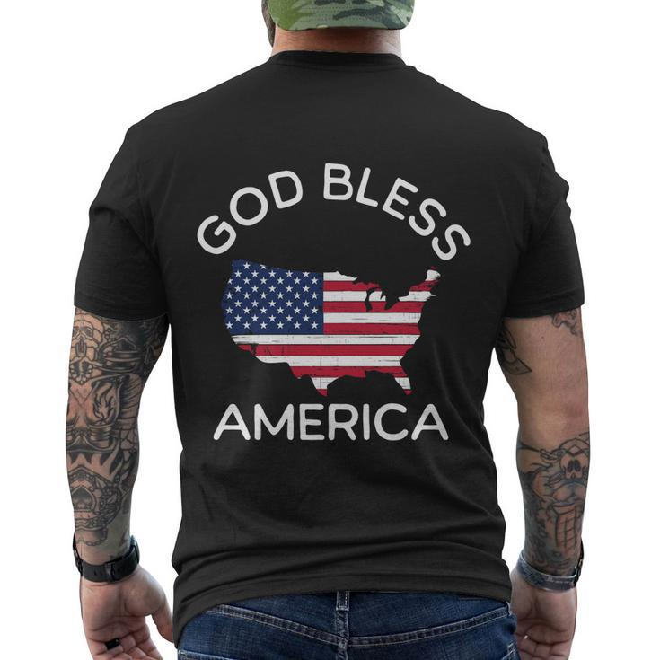 4Th Of July God Bless America Map Flag Patriotic Religious Gift Men's Crewneck Short Sleeve Back Print T-shirt