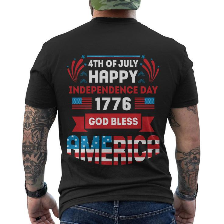 4Th Of July Happy Patriotic Day 1776 God Bless America Gift Men's Crewneck Short Sleeve Back Print T-shirt