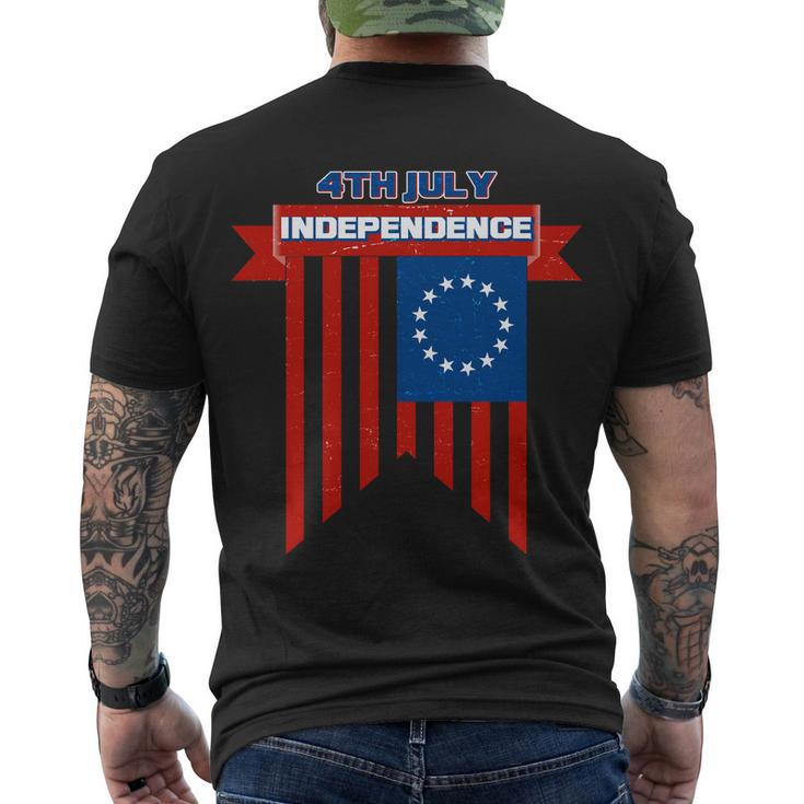 4Th Of July Independence American Flag Men's Crewneck Short Sleeve Back Print T-shirt