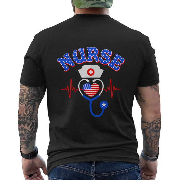 4Th Of July Nursing Stethoscope Men's Crewneck Short Sleeve Back Print T-shirt