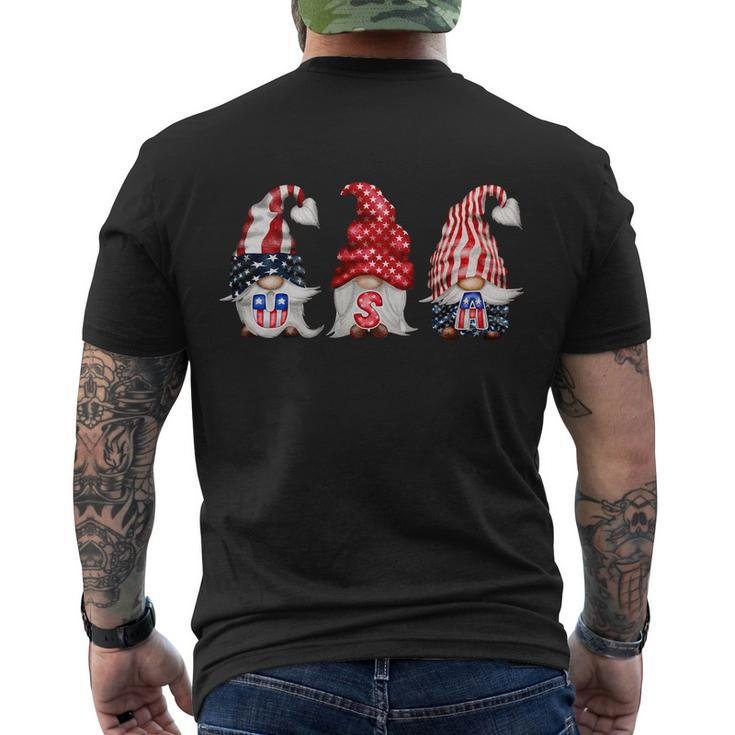 4Th Of July Patriotic Gnomes Usa Us Funny American Usa Flag Funny Gift Men's Crewneck Short Sleeve Back Print T-shirt
