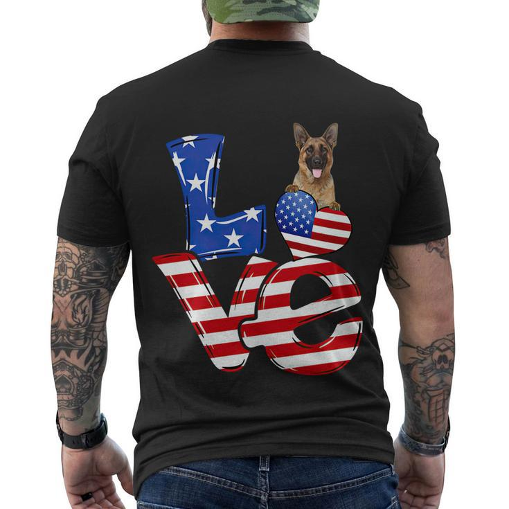 4Th Of July Patriotic Love German Shepherd American Flag Gift Men's Crewneck Short Sleeve Back Print T-shirt