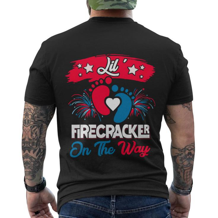 4Th Of July Pregnancy Patriotic Lil Firecracker On The Way Gift Men's Crewneck Short Sleeve Back Print T-shirt