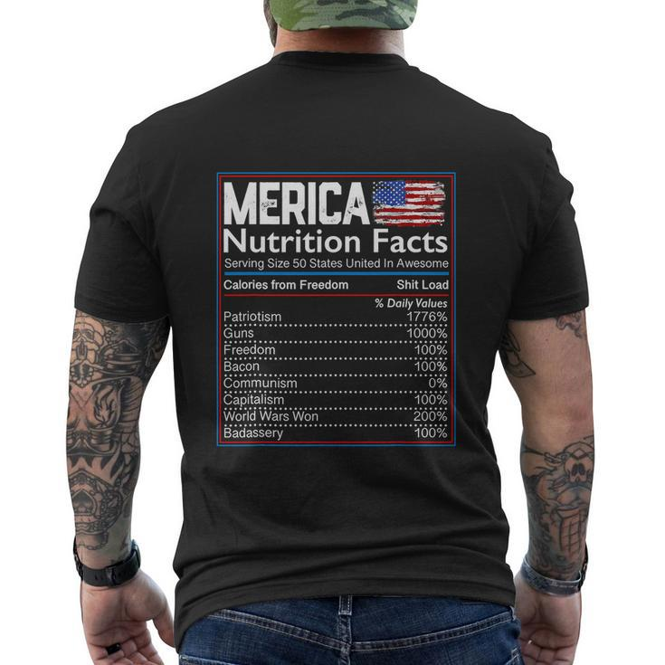 4Th Of July Proud American Shirt Merica Nutrition Facts Men's Crewneck Short Sleeve Back Print T-shirt