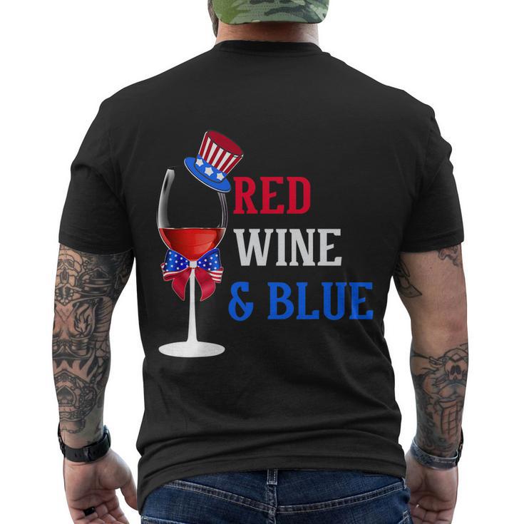 4Th Of July Red White And Blue Wine Glass Firework Drinker Tshirt Men's Crewneck Short Sleeve Back Print T-shirt