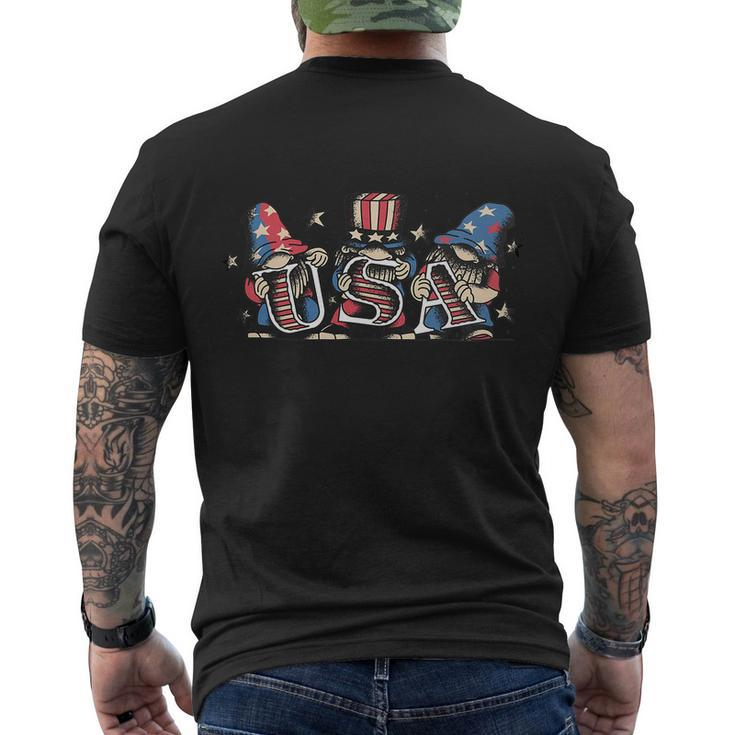 4Th Of July Shirts Women Outfits For Men Patriotic Gnomes Men's Crewneck Short Sleeve Back Print T-shirt