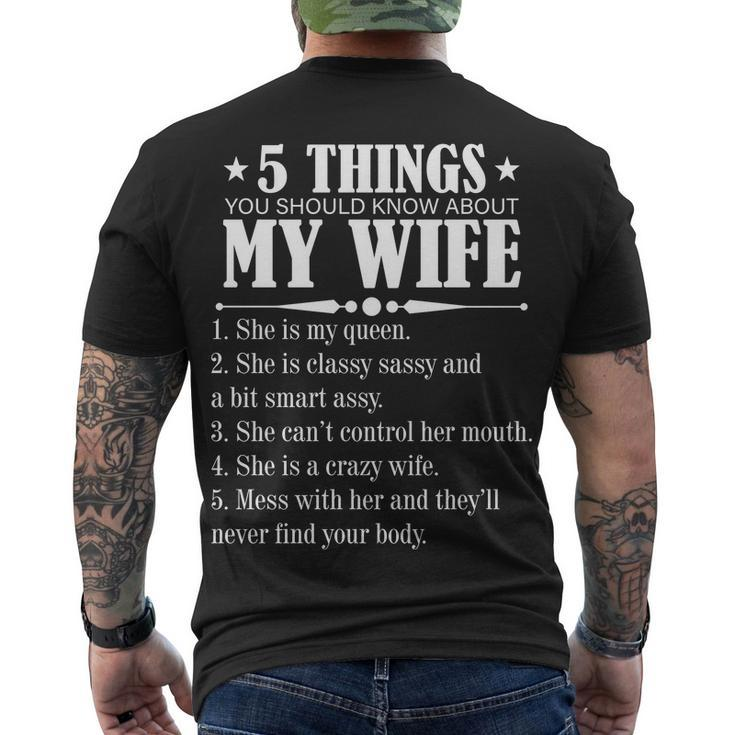 5 Things You Should Know About My Wife Funny Tshirt Men's Crewneck Short Sleeve Back Print T-shirt