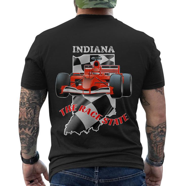 500 Indianapolis Indiana The Race State Checkered Flag Men's Crewneck Short Sleeve Back Print T-shirt