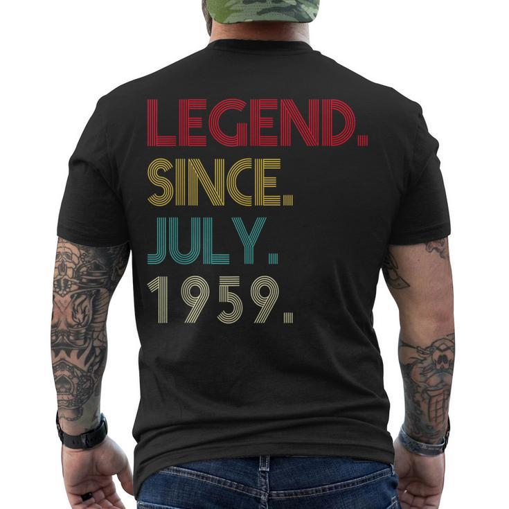 63 Years Old Legend Since July 1959 63Rd Birthday Men's T-shirt Back Print